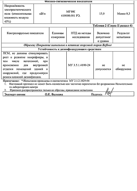 Протокол лабораторных испытаний клеевая плитка Fargo стр.3