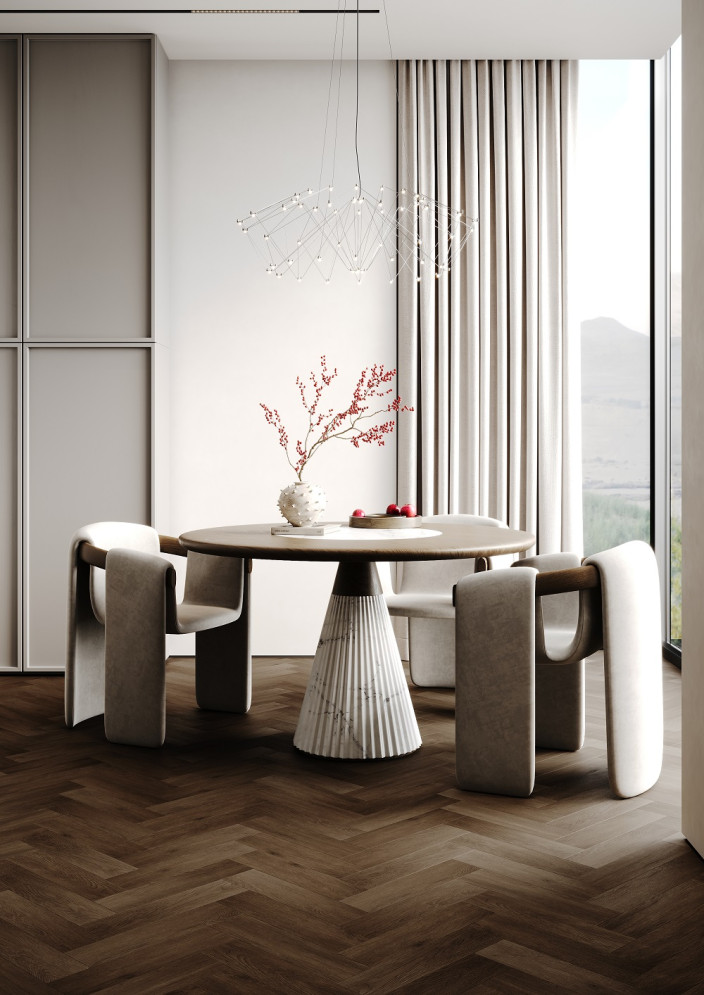 Кварцевый ламинат Fargo Herringbone Дуб Шварцвальд 44-7009-24